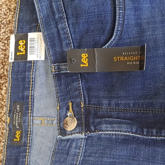Lee Relaxed Fit Straight Leg Mid Rise Jaded Mid Wash Jeans 14 Long NEW - Picture 2 of 8